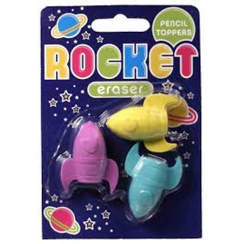 Set Of 3 Rocket Erasers